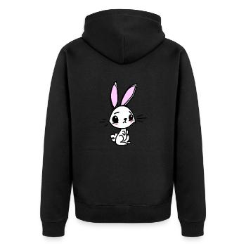 Kleiner Hase - Unisex Premium Bio Zip Hoodie - Schwarz - Hinten - Nico (187cm)