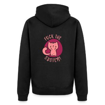 Fuck le système - chat de cadeau chat puent - Veste à capuche bio Premium Unisexe - noir - Dos - Nico (187cm)