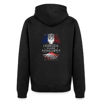 Racines Alsaciennes - Veste à capuche bio Premium Unisexe - noir - Dos - Nico (187cm)
