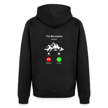 The Mountains Mobile 3 Die Berge rufen an - Unisex Premium Bio Zip Hoodie - Schwarz - Hinten - Nico (187cm)