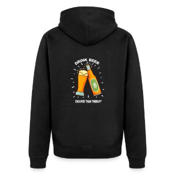 Bier Bierglas Bierflasche Saufen Geschenk Shirt - Unisex Premium Bio Zip Hoodie - Schwarz - Hinten - Nico (187cm)
