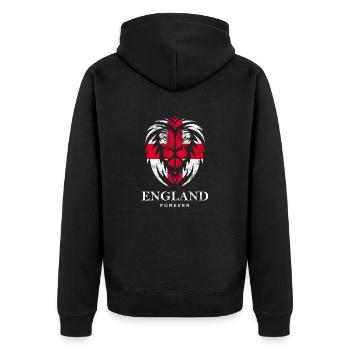 ENGLAND LION HEAD VINTAGE - Unisex Premium Bio Zip Hoodie - Schwarz - Hinten - Nico (187cm)