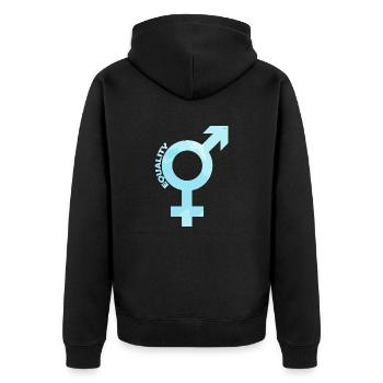 Gleichberechtigung Feminismus Geschenk - Unisex Premium Bio Zip Hoodie - Schwarz - Hinten - Nico (187cm)