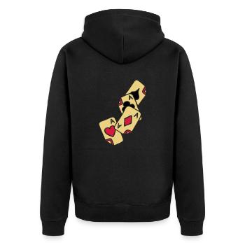 Poker Cards Game Ace Heart Spade Cross Caro Tattoo - Unisex Premium Organic Zip Hoodie - black - Back - Nico (187cm)