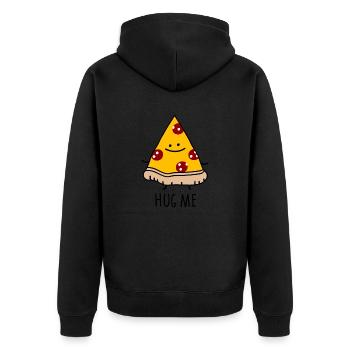 hug me (pizza) - Unisex Premium Organic Zip Hoodie - black - Back - Nico (187cm)