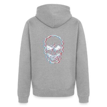 Skull, skull, glitch - Unisex Premium Organic Zip Hoodie - heather grey - Back - Nico (187cm)