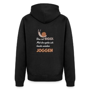 Ich gehe heute mit einer Schnecke joggen Geschenk - Unisex Premium Bio Zip Hoodie - Schwarz - Hinten - Nico (187cm)