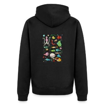 unter dem Meer - Unisex Premium Bio Zip Hoodie - Schwarz - Hinten - Nico (187cm)