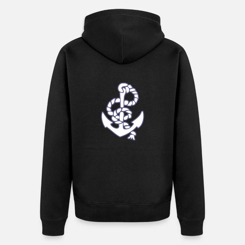 Anker Meer Seefahrer Küste - Unisex Premium Bio Zip Hoodie - Schwarz