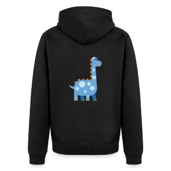 fröhlicher Dinosaurier Kuscheltier Kind süß Urzeit - Unisex Premium Bio Zip Hoodie - Schwarz - Hinten - Nico (187cm)