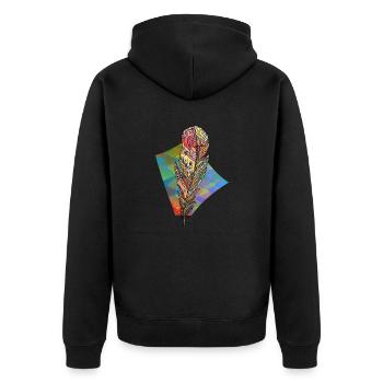 Feather - Unisex Premium Organic Zip Hoodie - black - Back - Nico (187cm)