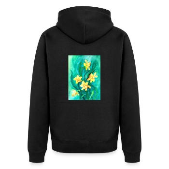 Daffodils - Unisex Premium Organic Zip Hoodie - black - Back - Nico (187cm)