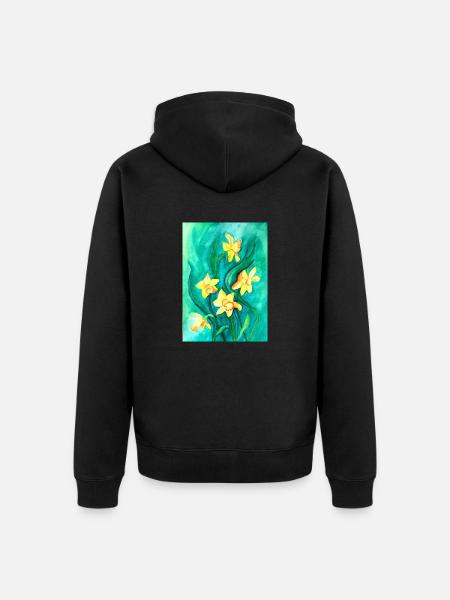 Daffodils - Unisex Premium Organic Zip Hoodie - black