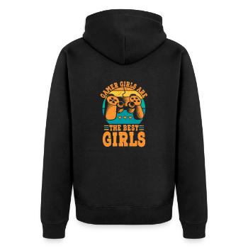 gamer girls are the best girls - Unisex Premium Bio Zip Hoodie - Schwarz - Hinten - Nico (187cm)