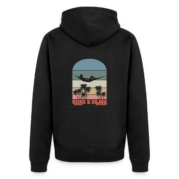 Relax & Enjoy - Unisex Premium Organic Zip Hoodie - black - Back - Nico (187cm)
