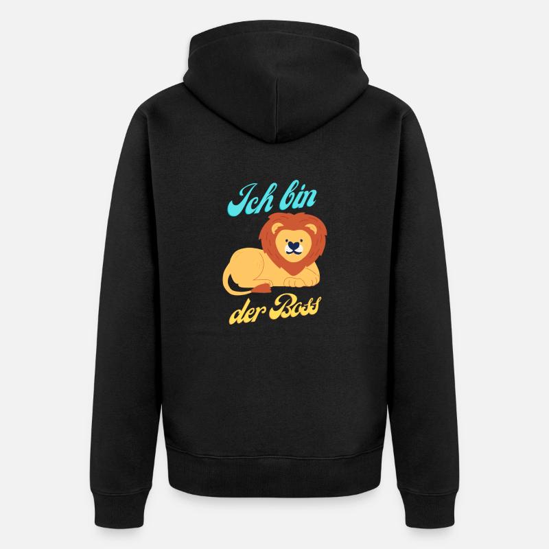 Alphalöwe "Der Boss" - Unisex Premium Bio Zip Hoodie - Schwarz