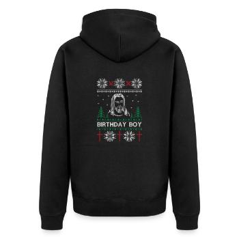 Anniversaire Garçon Jésus Ugly Pull de Noël - Veste à capuche bio Premium Unisexe - noir - Dos - Nico (187cm)