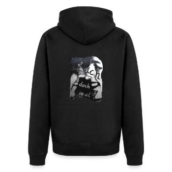 TOMZOFF Lach doch mal! - Unisex Premium Bio Zip Hoodie - Schwarz - Hinten - Nico (187cm)