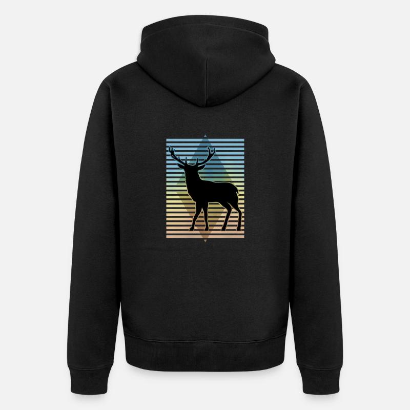 Hirsch - Unisex Premium Bio Zip Hoodie - Schwarz