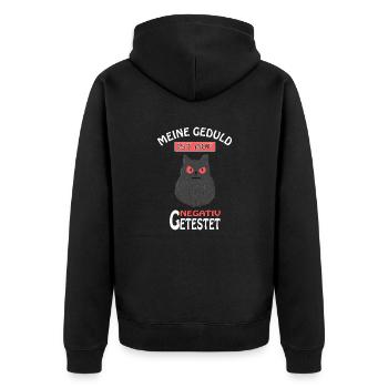 Meine Geduld ist auf negativ getestet Katze Spruch - Unisex Premium Bio Zip Hoodie - Schwarz - Hinten - Nico (187cm)