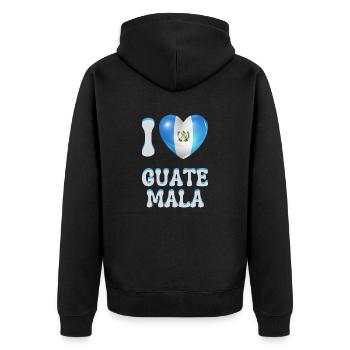 Ich liebe Guatemala - Unisex Premium Bio Zip Hoodie - Schwarz - Hinten - Nico (187cm)