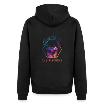 Cyberpun Totenkopf Print - Unisex Premium Bio Zip Hoodie - Schwarz - Hinten - Nico (187cm)