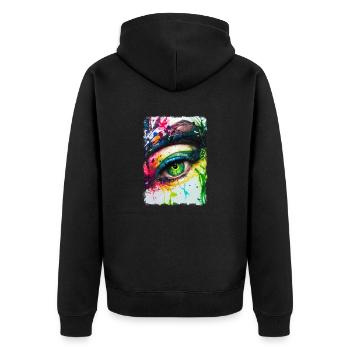Iris - Unisex Premium Organic Zip Hoodie - black - Back - Nico (187cm)