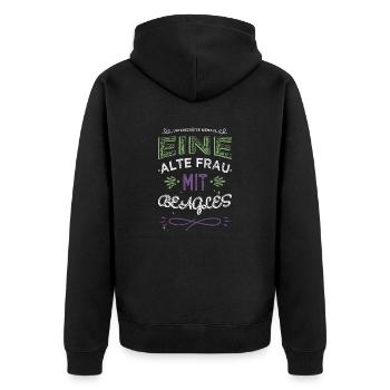 lustiger spruch woman bullterrier humor female oma - Unisex Premium Bio Zip Hoodie - Schwarz - Hinten - Nico (187cm)