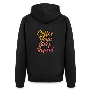 Café yoga sommeil répétition - Veste à capuche bio Premium Unisexe - noir - Dos - Nico (187cm)