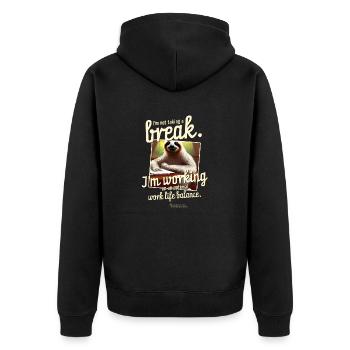 Paresseux et drôle dicton équilibre travail-vie personnelle - Veste à capuche bio Premium Unisexe - noir - Dos - Nico (187cm)