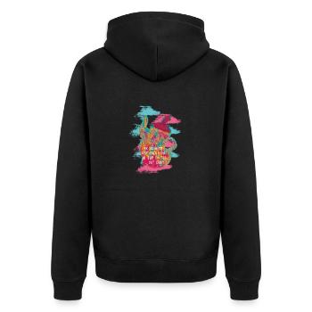 ik seih di - Unisex Premium Bio Zip Hoodie - Schwarz - Hinten - Nico (187cm)