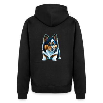 Couché Shetland Sheepdog Corgi Chiot - Veste à capuche bio Premium Unisexe - noir - Dos - Nico (187cm)
