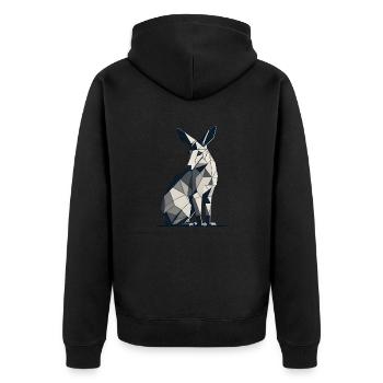 Geometric Kangaroo - Unisex Premium Organic Zip Hoodie - black - Back - Nico (187cm)