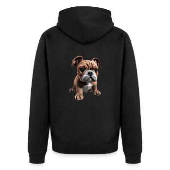 Hundehalter Hund Bulldogge Hunde Hundebesitzer - Unisex Premium Bio Zip Hoodie - Schwarz - Hinten - Nico (187cm)