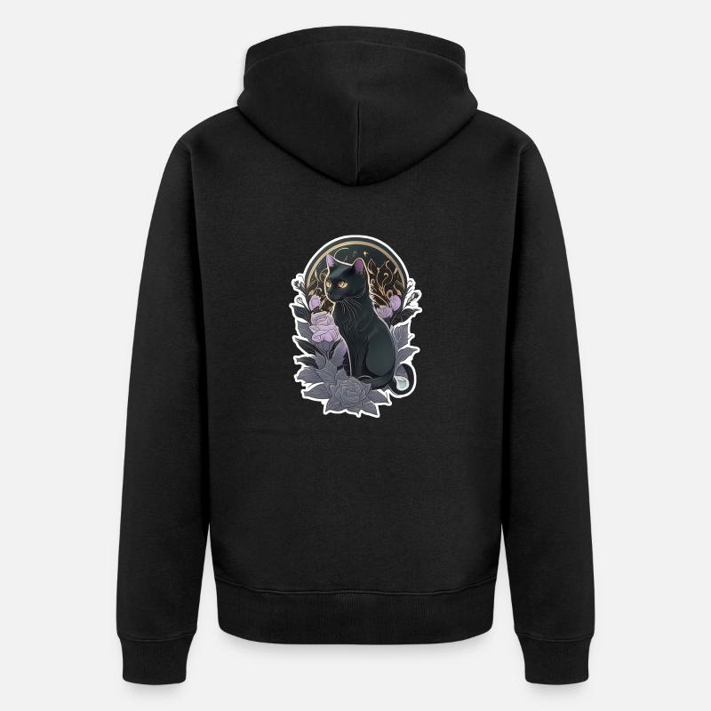 chat noir style gothique - Veste à capuche bio Premium Unisexe - noir
