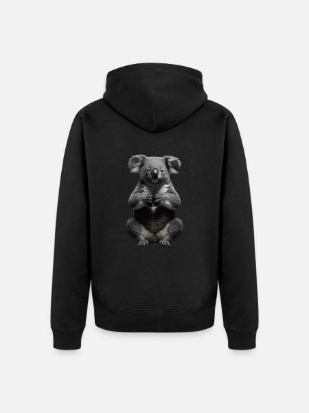 Praying Koala - Unisex Premium Organic Zip Hoodie - black