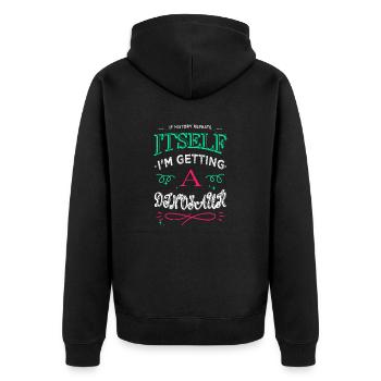 anniversaire cadeau déclaration contre-culture anniversaire - Veste à capuche bio Premium Unisexe - noir - Dos - Nico (187cm)