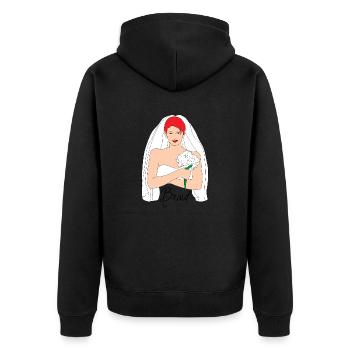 Bride Red 1 - Unisex Premium Organic Zip Hoodie - black - Back - Nico (187cm)