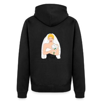 braut blond 1 - Unisex Premium Bio Zip Hoodie - Schwarz - Hinten - Nico (187cm)