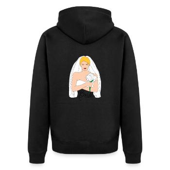 bride blond 1 - Unisex Premium Bio Zip Hoodie - Schwarz - Hinten - Nico (187cm)