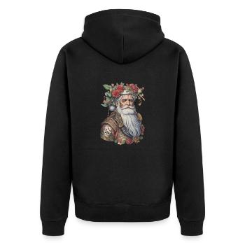 Père Noël, Père Noël, Saint-Nicolas, Rockabilly - Veste à capuche bio Premium Unisexe - noir - Dos - Nico (187cm)