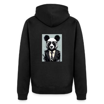 Panda Riesenpanda Smoking-Anzug - Unisex Premium Bio Zip Hoodie - Schwarz - Hinten - Nico (187cm)