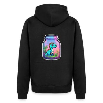 Dinosaur in a Cartoon Jar - Unisex Premium Organic Zip Hoodie - black - Back - Nico (187cm)