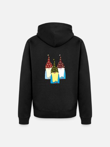 Gnome Dwarfs 3-fold - Unisex Premium Organic Zip Hoodie - black