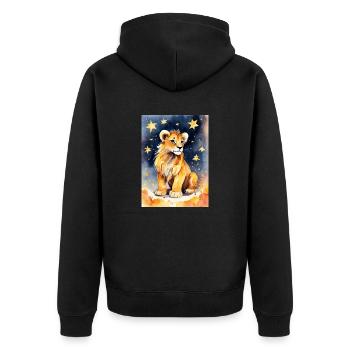 Sternzeichen Löwe - Unisex Premium Bio Zip Hoodie - Schwarz - Hinten - Nico (187cm)