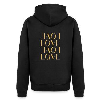 Love - Unisex Premium Bio Zip Hoodie - Schwarz - Hinten - Nico (187cm)