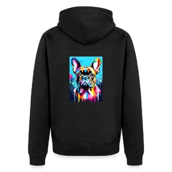 Bulldog peinture Bouledogue français - Veste à capuche bio Premium Unisexe - noir - Dos - Nico (187cm)