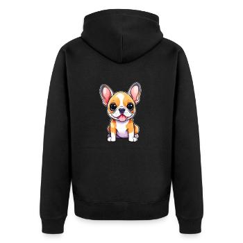 Chiot mignon bouledogue Français - Veste à capuche bio Premium Unisexe - noir - Dos - Nico (187cm)