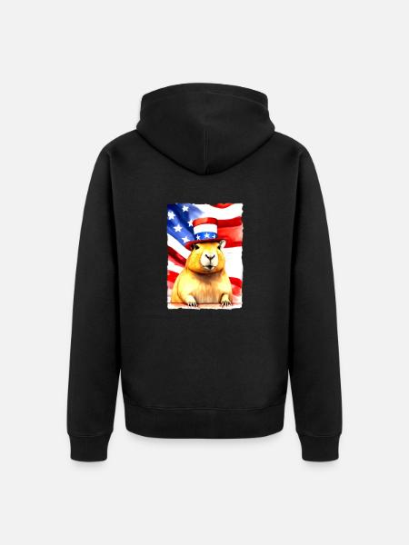 rodent "Capybara President" - Unisex Premium Organic Zip Hoodie - black