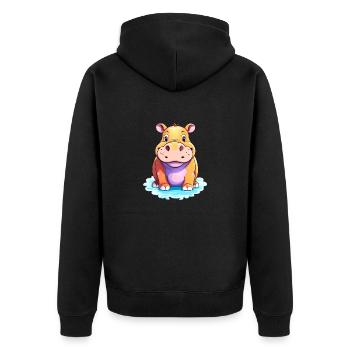 Hippopotame Hippopotame Mignon - Veste à capuche bio Premium Unisexe - noir - Dos - Nico (187cm)